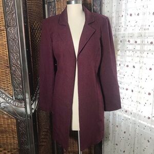 My Michelle Plum Long Open-Front Blazer Coat